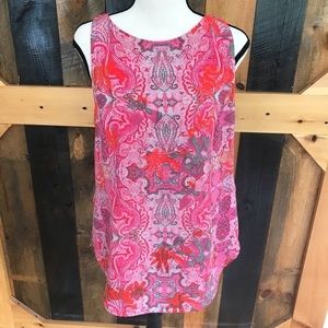 CAbi Jubilee pink paisley sleeveless top, size S